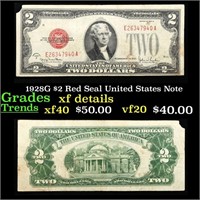 1928G $2 Red Seal United States Note Grades xf det