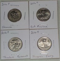 Lot of 4 US Quarters 25 Cent coins