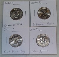 Lot of 4 US Quarters 25 Cent coins