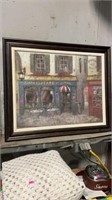 Café, storefront, painting, framed
