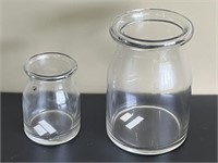 Set of Two Glass Wide Mouth Jars -- 8" & 12"
