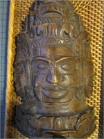 Chinese 3 faced ancestoral Carved Wood figure