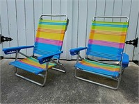 Two Brightly Colored Lawn Chairs