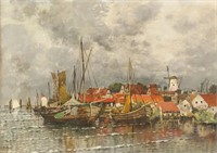 Karl Heffner 1849-1925 German OOC Fishing Boats