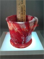 Fenton red slag glass mug / cup - butterfly