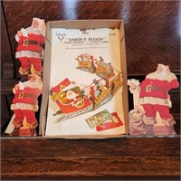 Vintage Cardboard Santa Displays & Sleigh Card