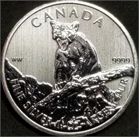 2012 Canada 1oz Silver Wildlife Series Cougar BU