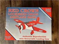 Red Crown Lockheed Orion Plane Coin Bank