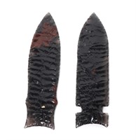 Two Fine Large Obsidian Points