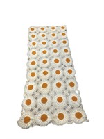 Knitted Yellow and White Flower Blanket