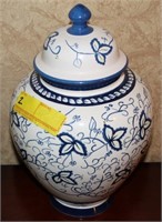 BLUE AND WHITE CERAMIC GINGER JAR MADE IN CHINA
