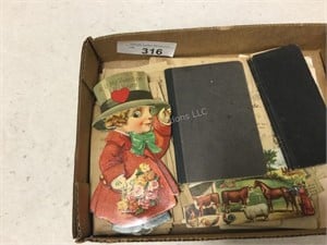 Vintage valentines postcard and Papers