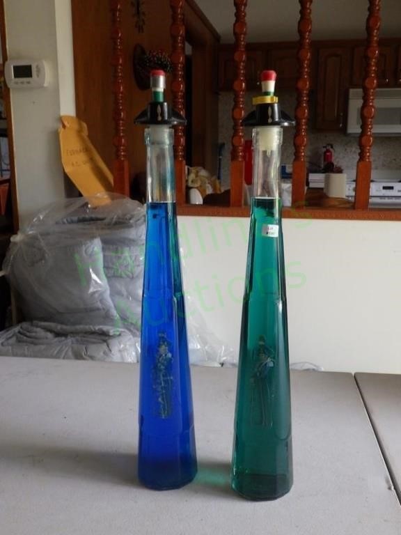 Two 17" Italian Decorative Bottles & Hat Spout