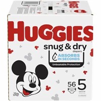 56 Count Huggies Snug & Dry Baby Diapers Size 5
