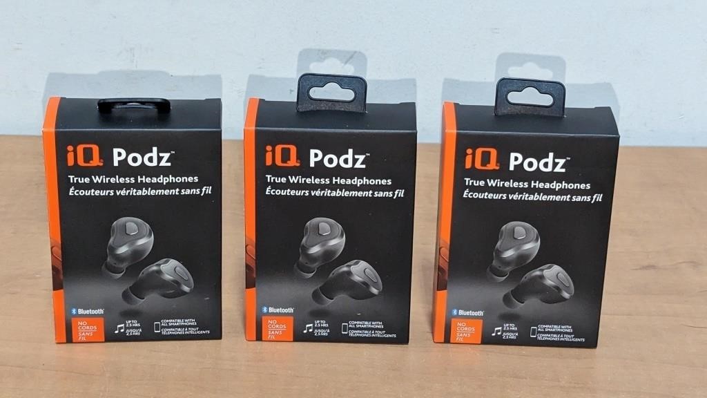 3 New iQ Podz True Wireless Headphones