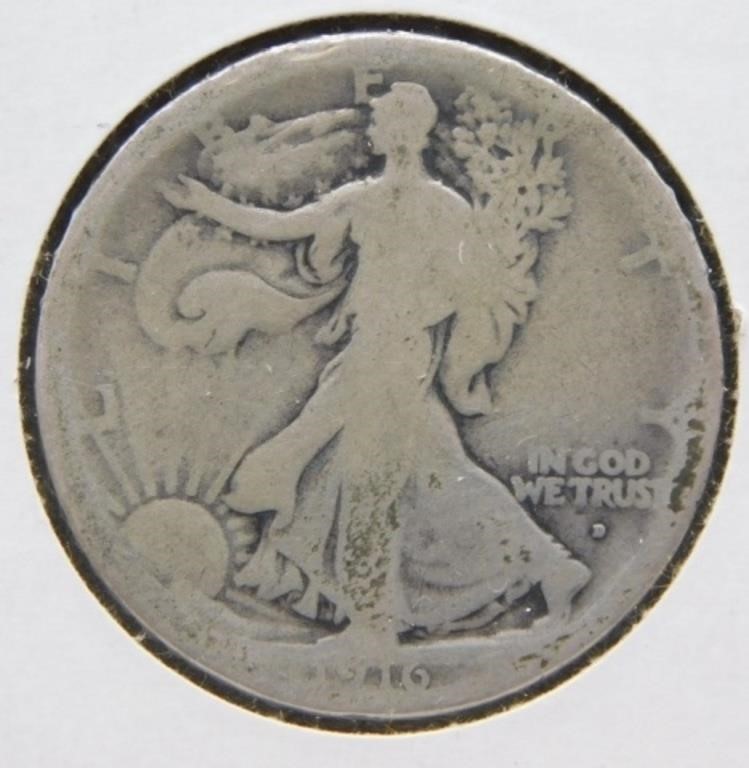 1916-D Walking Liberty Half Dollar. Key Date.