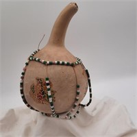 Native Gourd Beaded Percussion Instrument