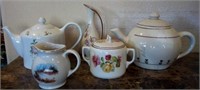 F - LOT OF TEAPOTS, PUTCHER, SUGAR BOWL (K53)