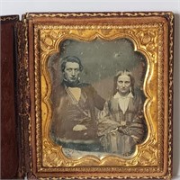 Antique Dagurreotype Photograph Dour Couple