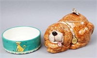 Treasure Craft Dog Cookie Jar & Dog Bowl
