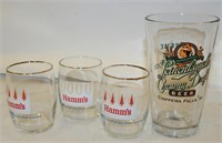 Beer Glasses: 3 Hamm's, 1 Leinenkugel's Creamy Dra