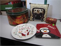 2 Christmas Trays, 2 Tins and Shop til You Drop