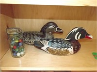WOOD DUCKS AND JAR OF MARBLES