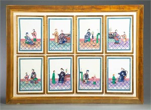 FRAMED OCTET OF CHINESE PITH PAINTINGS