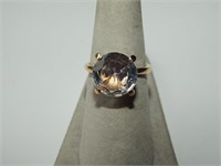 14k Gold 5 Carat White Topaz Cocktail Ring 4.45g