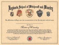 Harry Potter Hogwarts Graduation Certificate Prop