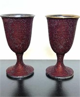 Vintage Ruby Rhinestone Goblets by Les Bernard