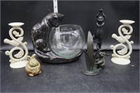Cat Décor & Metal Candle Holders & More