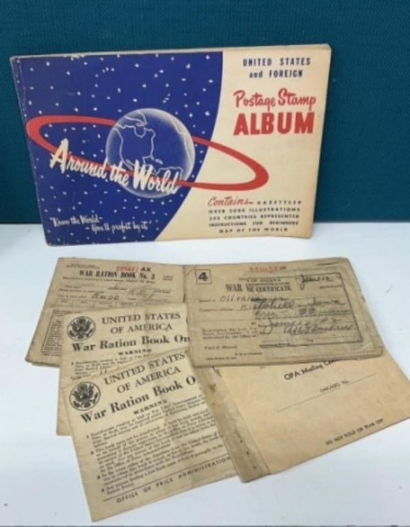Paper goods- vintage postage stamps war ration