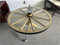 Wagon Wheel and Haimes Glass Top Coffee Table