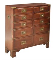 CAMPAIGN STYLE MAHOGANY CHEST OF DRAWERS