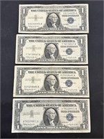 4 1957B $1 Silver Certificate Notes