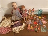 Lot of very old dolls and paper dolls