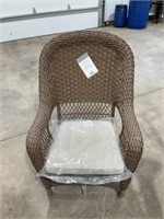 Outdoor plastic wicker cushioned chair