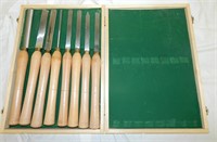 Set of 8 Wood Turning Chisels in Wood Box