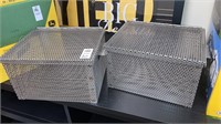 2 metal storage boxes