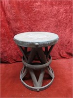 Mid century drum stool side table. Brass.