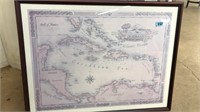 THE CARIBBEAN AND WEST INDIES FRAMED MAP