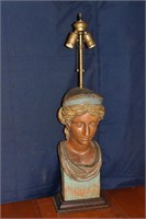 19th C carved wood and painted figurehead 9x7x20"h