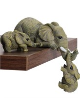 3 pcs Elephant Sitter Resin Figurines, 1 Mother