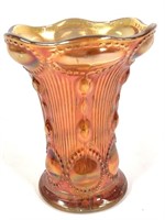 Imperial Marigold Beaded Bullseye Carnival Vase 6"