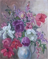 Jane Peterson 24x20 O/C/B Floral Still Life, Tulip