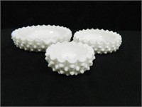 Milk Glass Stackable Ashtrays/Dishes; 3 count