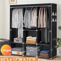 WF5377  HONEIER Closet Wardrobe, 65"Lx73"H, Black