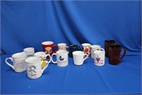 Assortment of mugs including bone china, Tim