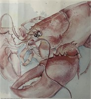 SARA BARBARIS watercolor print of lobster from